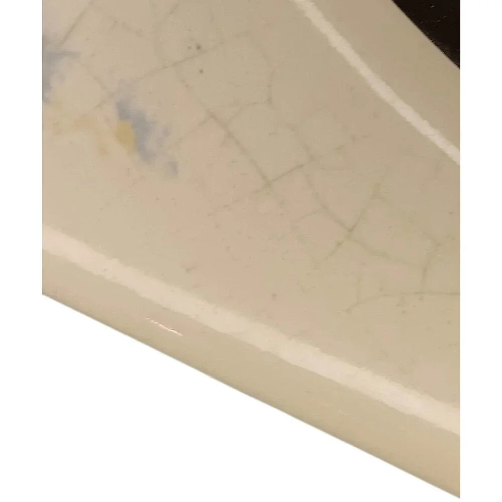 VTG Ceramic Oval Photo Frame Creamy White Flowers Crazing 8.5x7 Photo Size 6x4.5
